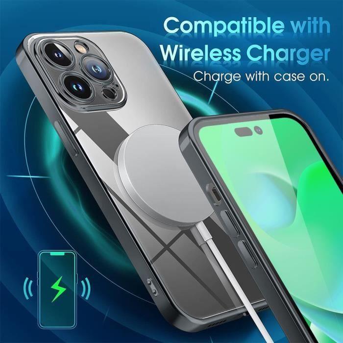 Schutzhülle - E.F.CONNECTION - für iPhone 14 Pro Max - Weiches TPU - Kristalleffekt - 2 gehärtete Gläser