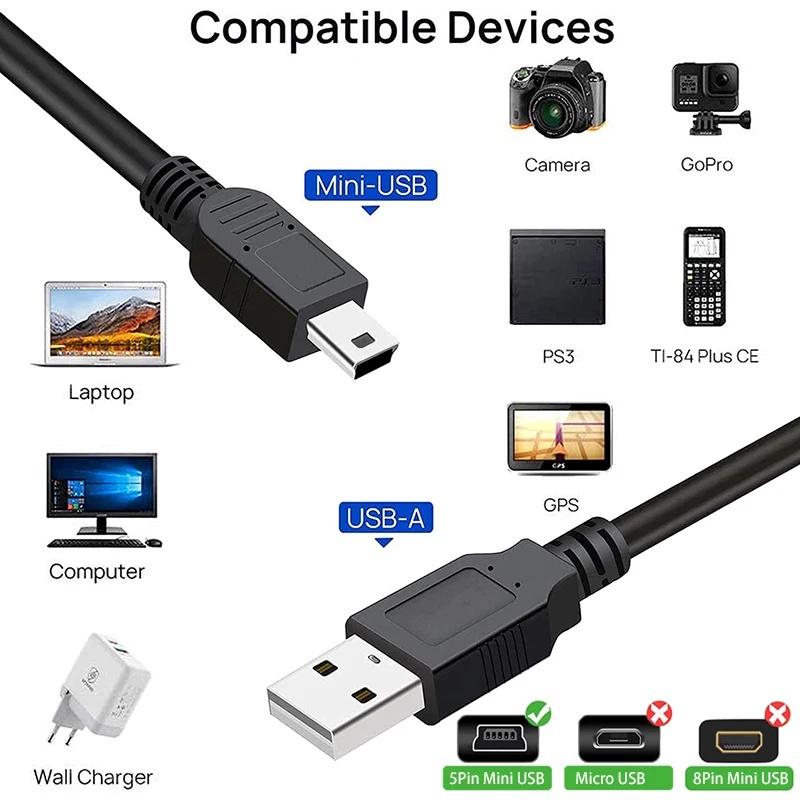 Usb To Mini USB Cable 0.5M/1M/1.5M/2M Mini USB Charger Data Cable 480Mbps 5 Pin B For Camera Mp3 Mp4