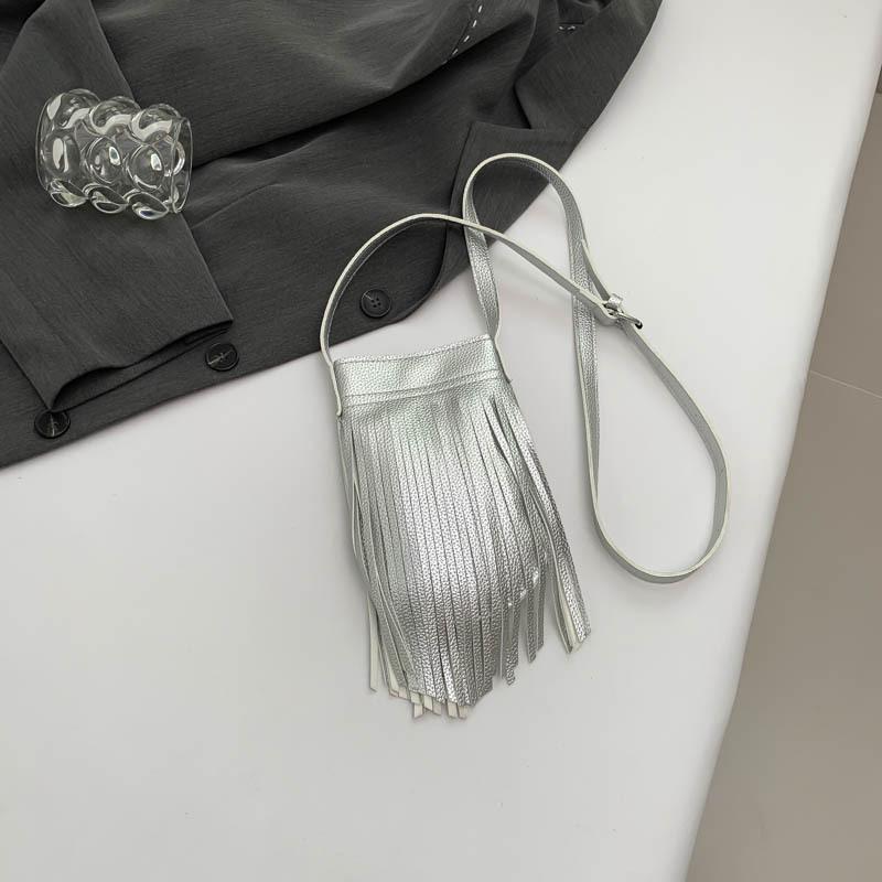 

Сумка для мобильного телефона Tassel Premium Sense Spice Girl Pack, женская сумка 2025 года, прогулочная мини-сумка-мессенджер серебряный