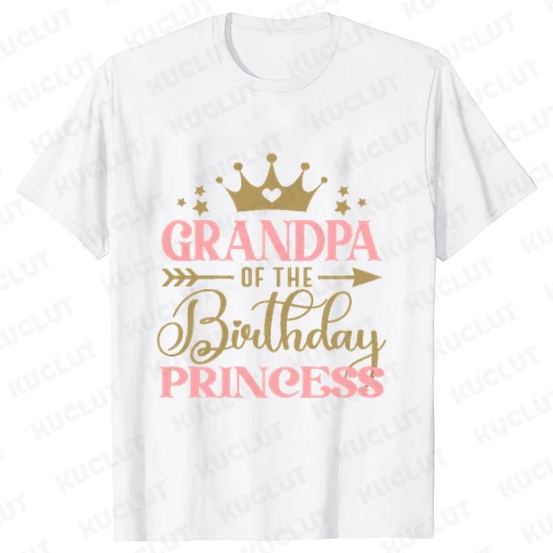 Birthday Princess Girls Party T-shirt Family Gathering Matching Sibling Tees White Unisex Kids Clothing Crown Graphic Y2k Tops