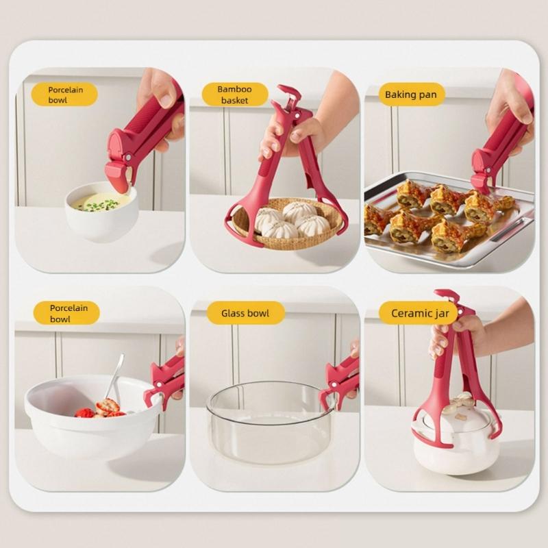 2in1 Hot Plate Gripper,Kitchen Hot Dish Bowl Plate Clip Antis Scalding Dish Plate Tongs for Oven Steamer Air Fryers Pan