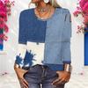 Women Plus Size Round Neck Long Sleeve Tie Dye Striped Printed Pullover Sweatshirt