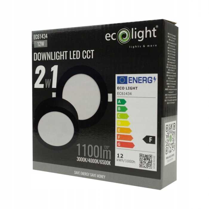 Downlight Okrąg Oczko Sufitowe Oprawa Sufitowa 12W Cct 2W1 Czarny Nt/Pt