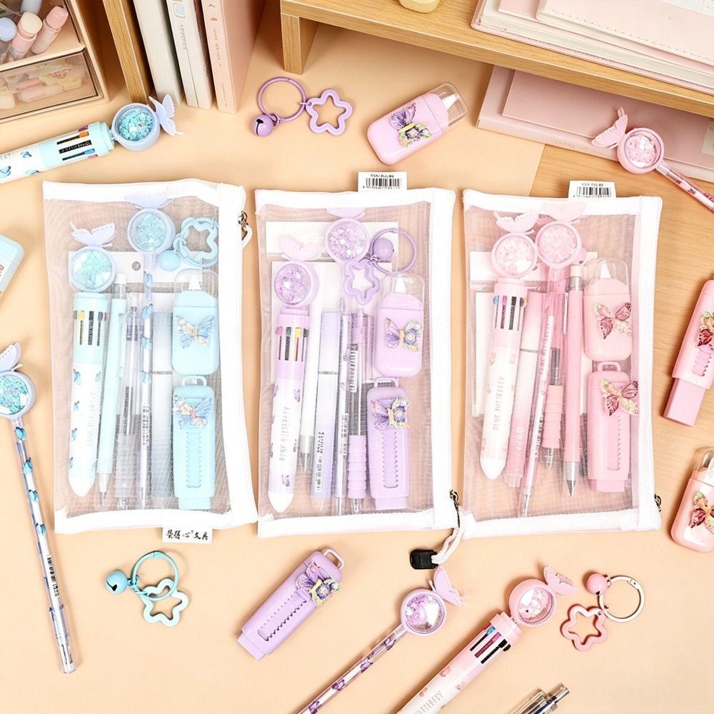 10pcs/Set Butterfly Series Writing Tool Kit Plastic Gel Pens Correction Tape  Children's Day Gifts