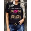 European Size Mommy Gigi Women'S Plus Size Pattern T-Shirt | "I Have Two Titles: Mom and Gigi" Leopard Print and Glitter Design, Round Neck Pullover