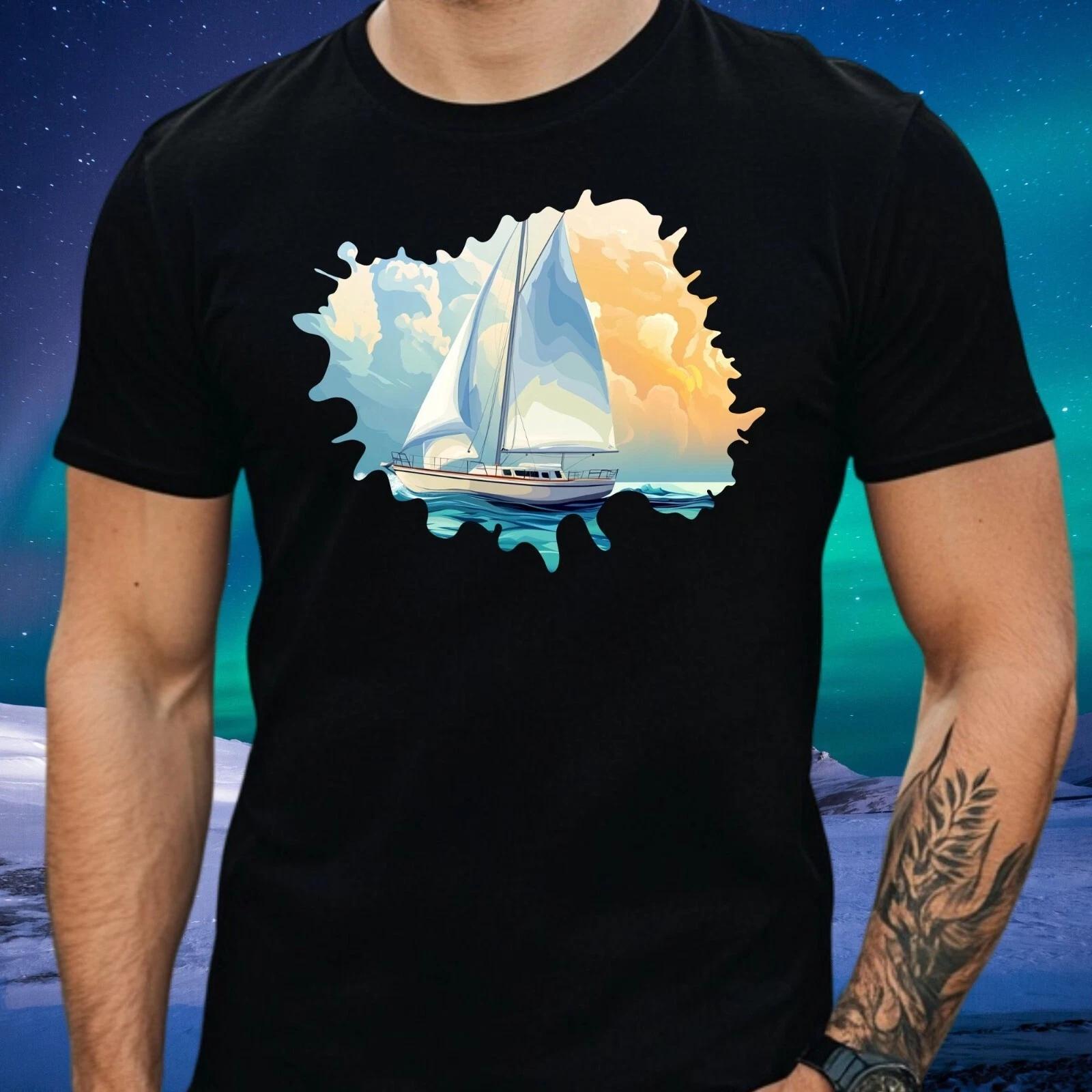 T-Shirt Herren Segelboot Motiv Baumwolle Größe S bis 5XL XS