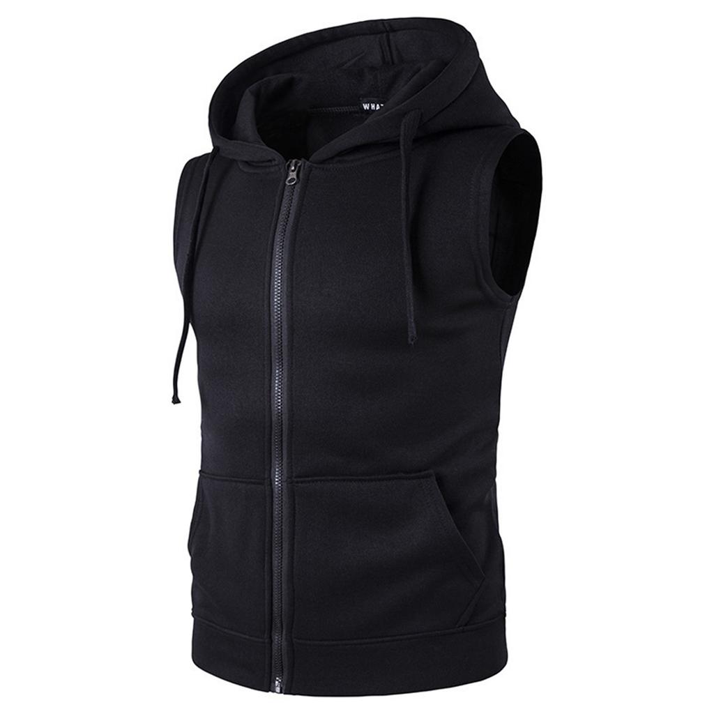 Men Hooded Waistcoat Fashion Brand Male Sleeveless Jacket Zipper Casual Cotton Men Vest