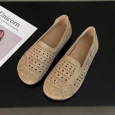 22 estate nuovo retrò fondo piatto traspirante scarpe da madre traforate temperamento morbida suola scarpe con buchi