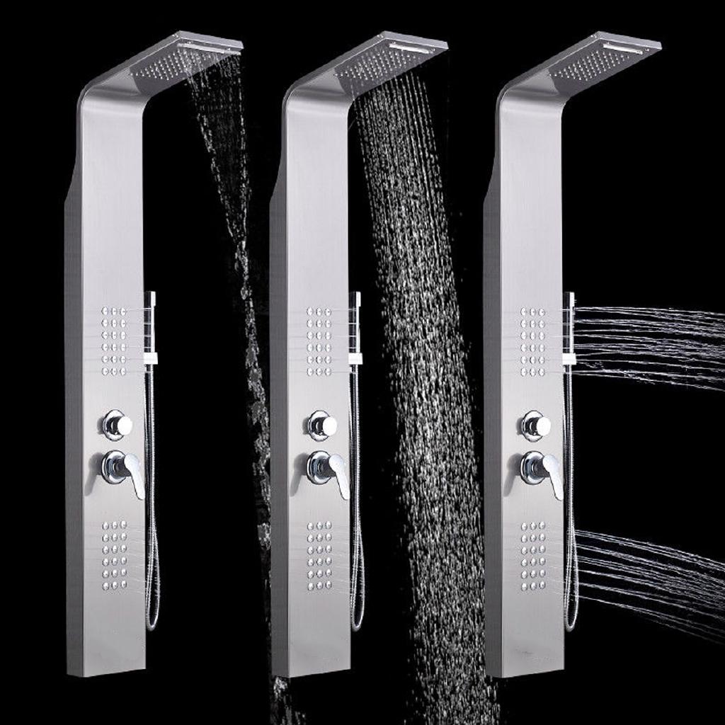 Shower Panel Tower Rain Waterfall Massage System Jet Tub Tap & Tub Spout Tower Shower Column Brushed Nickel Shower Hand