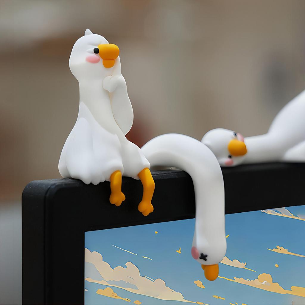 Computer Monitor Decor Figurines 4 Piece Geese Picture Frame Animal Sculpture for Home Office Study Workplace Shelf Display
