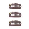 50pcs 8 Tips 8 Teeth Snap Comb Wig Clips Stainless Steel Snap Clips with Rubber Hair Grips for Hair Extension Wigs Brown