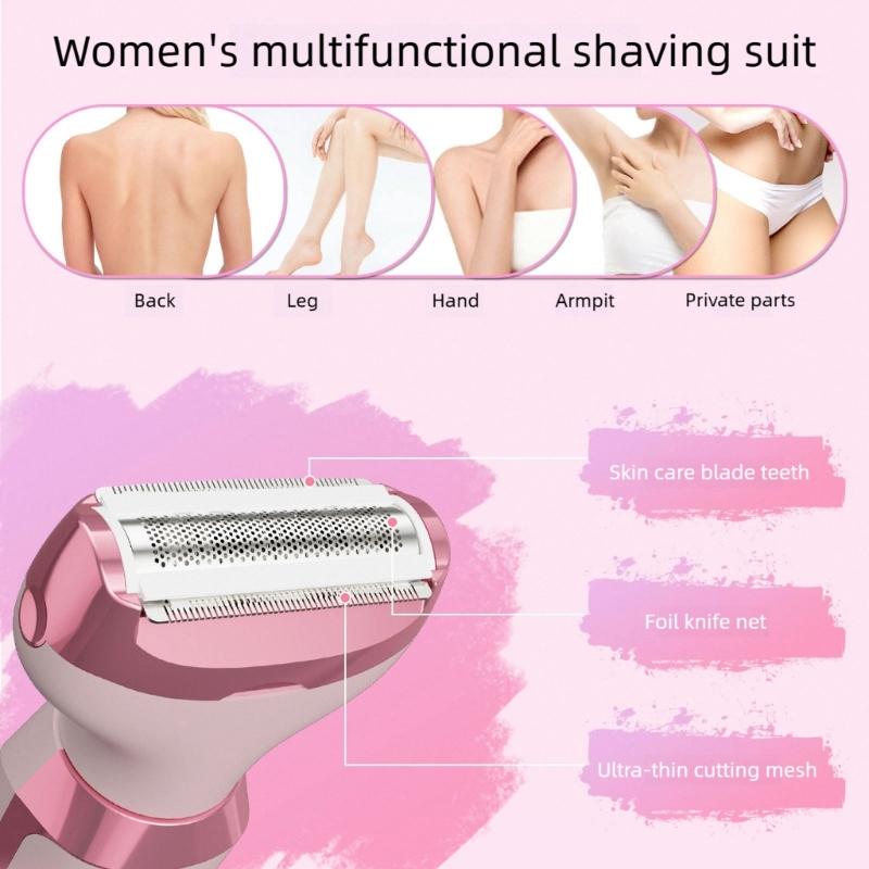 Multifunctional Electric Nose Ear Hair Trimmer Grooming Tool With 4 Interchangeable Heads And LED Display