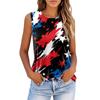 Women's Fashion Casual T-Shirt Round Neck Sleeveless Independence Day Printed Vest Top