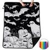 Kreativní sady pro relaxaci Halloween DIY deka na vybarvování se 24 fixami, Vybarvěte si vlastní přehoz, Přizpůsobitelná dekorace na postel, Deka,