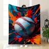 Colorful Baseball Splash Art Patterned Flannel Blanket Perfect for the Bedroom Living Room, Sofa, or a Little Nap