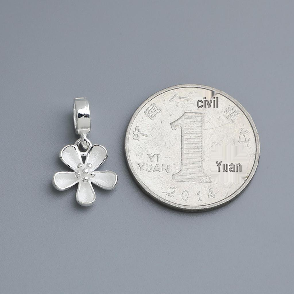 S925 Sterlingsilver Blomhänge för DIY Pärlrep Armband eller Halsband