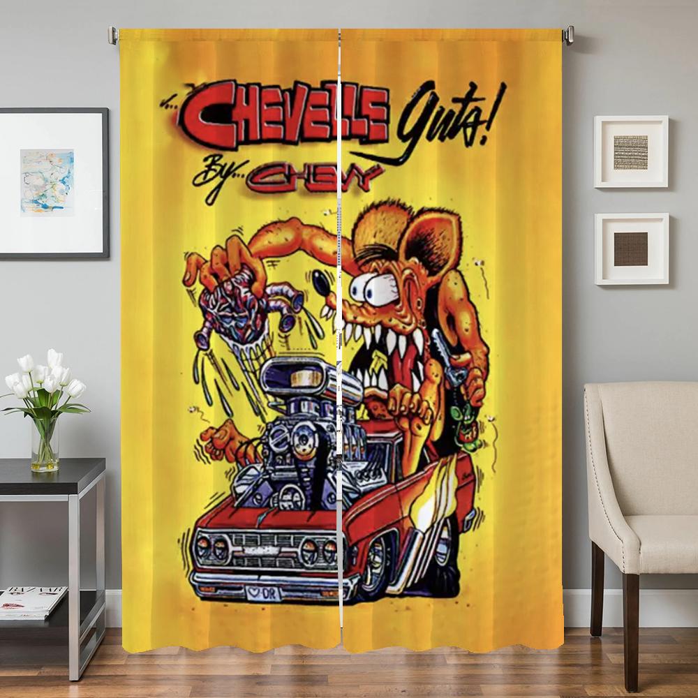 

Window Kitchen Curtains for Living Room 2 Pieces Blackout Curtains Door Curtain R-rat F-fink Partition Bedroom Decoration Shade W50xH70cmx2pcs-CL