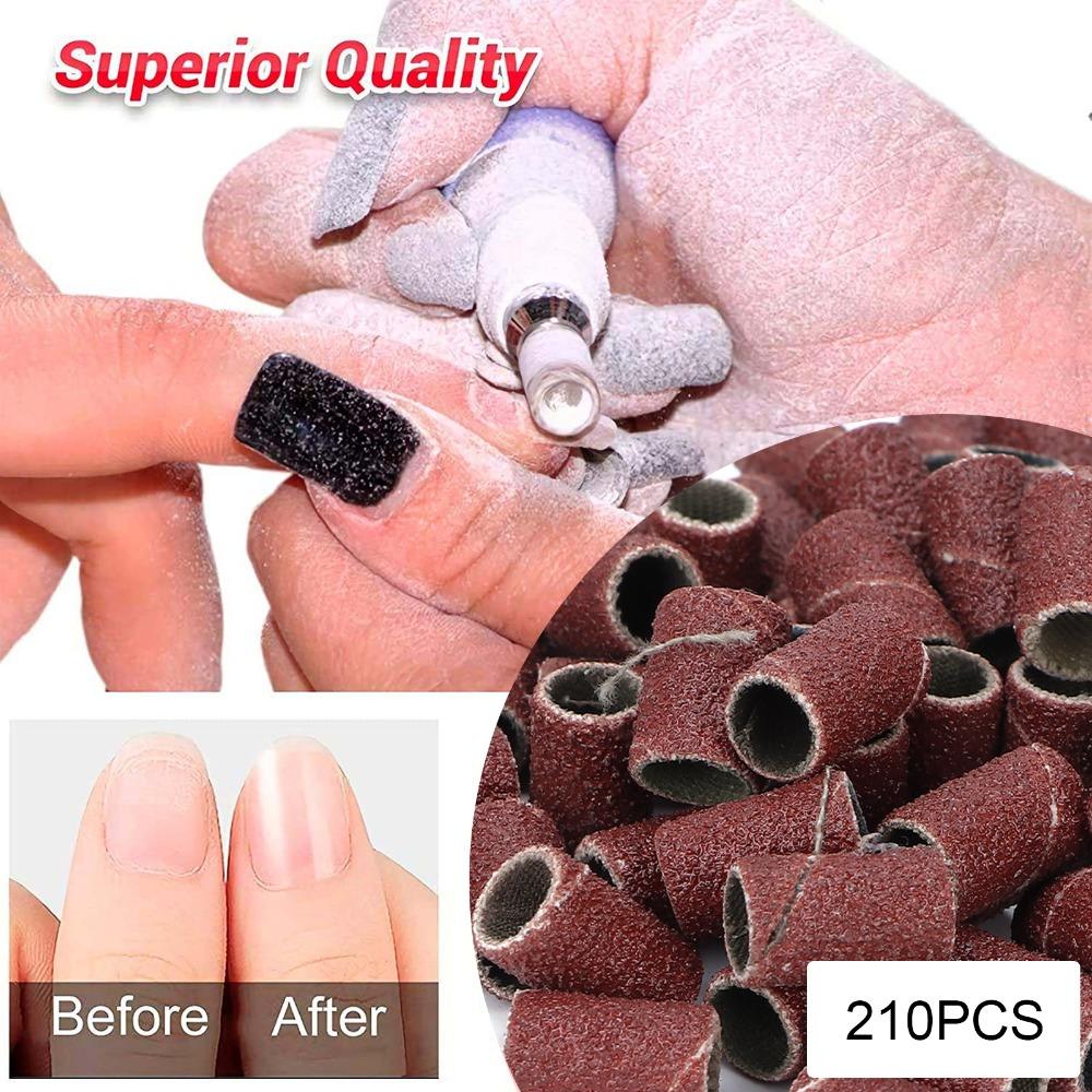 210pcs Electric File Compatible Nail Sanding Bands Pedicure Sanding Bands  For Gel Manicures