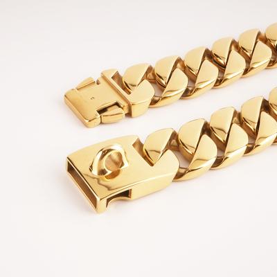 Hot New Product 32mm Stainless Steel Casting Gold Dog Collar Solid Buckle Necklace Bully Fighting Large Dog Chain