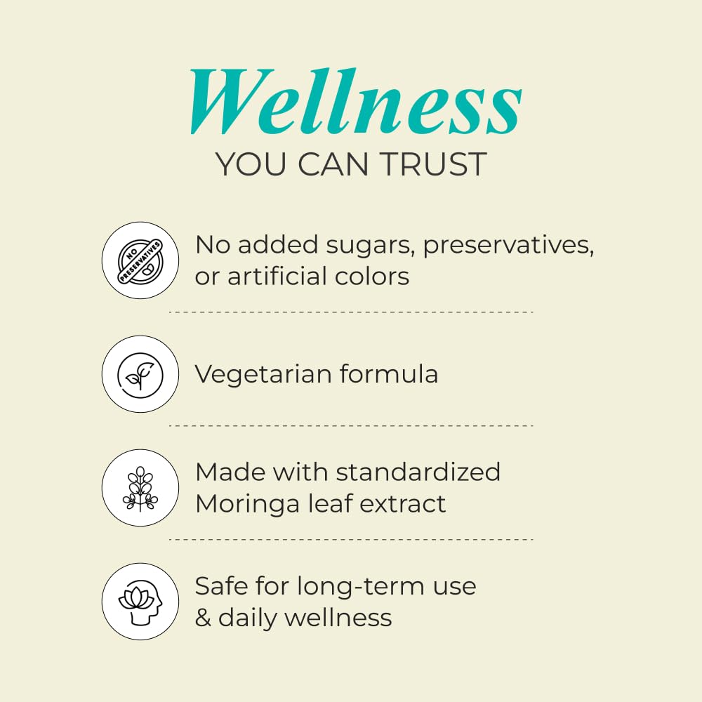 Nutrela 1000 mg Moringa Leaf Extract  60 Tablets x Pack of 2 | Immunity, Digestion & Energy Support, Hair and Skin Wellness