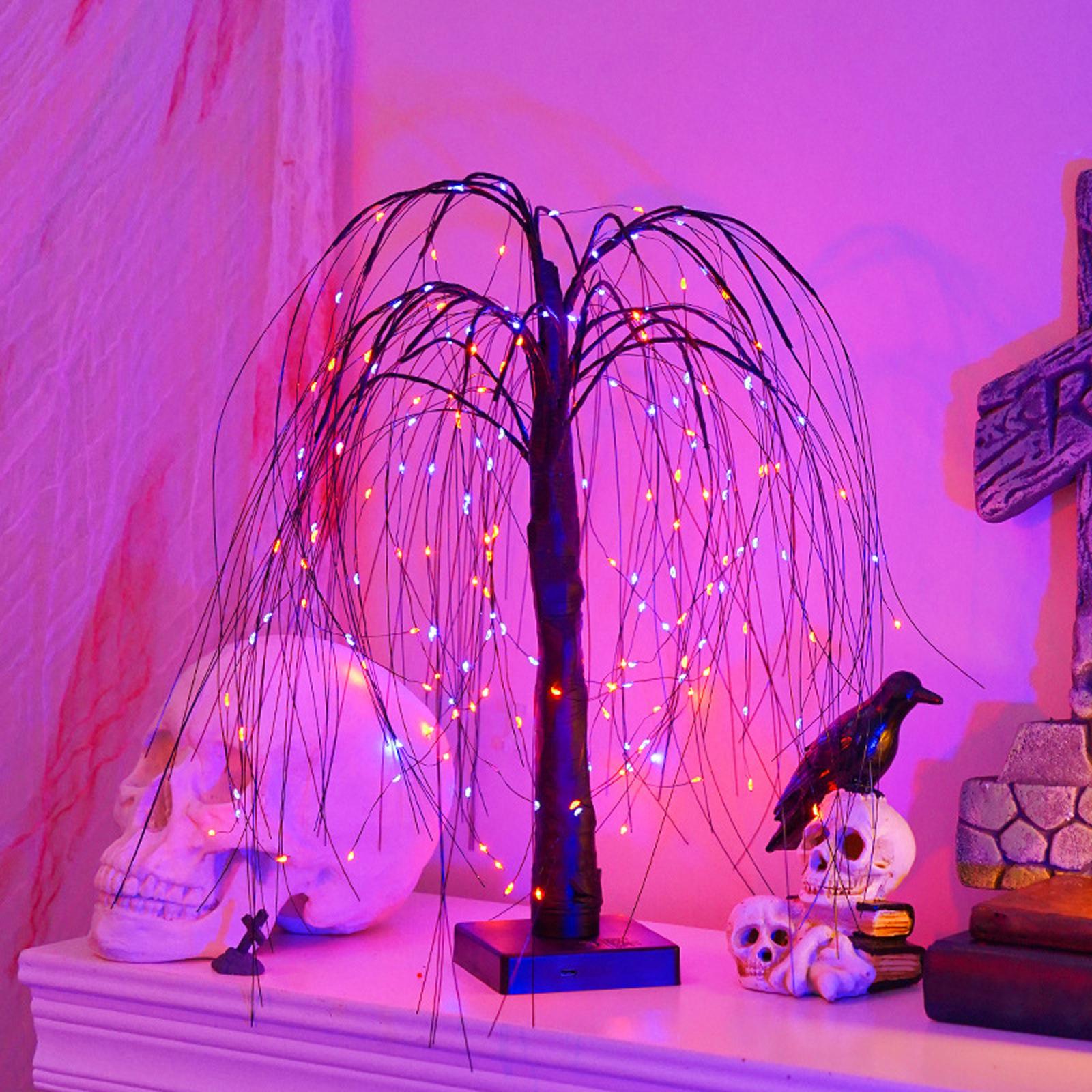 

Хэллоуинские огни на дереве, Черное дерево на Хэллоуин с огнями, Уличные огни на дереве, 23,6-дюймовые огни на дереве, Настольное украшение One Size