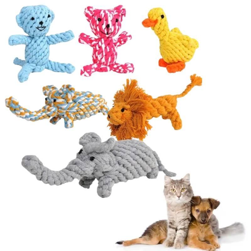Handcrafted Animal Pet Toys For Dogs Featuring Colorful Cotton Rope Durable Chew Duck Giraffe Moose Ideal For Interactive Playtime