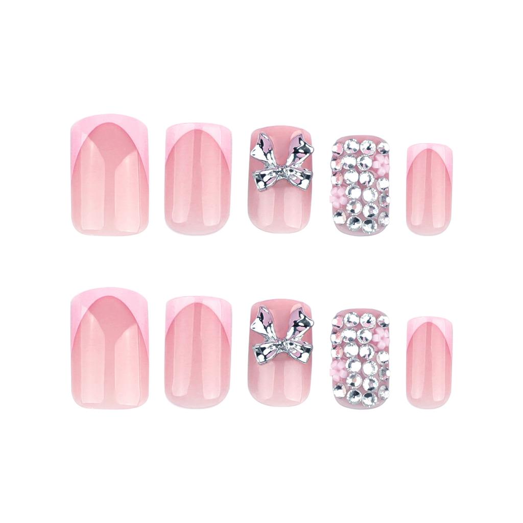 French Pink Tip Artificial Nails Finger Chip-Proof Smudge-Proof Fake Nails for Fingernail DIY Decoration