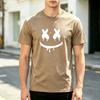 Grunge Smile Face Print T Shirt Soft Cotton Short Sleeve Top For Unisexs Edgy Streetwear Everyday Urban Fashion