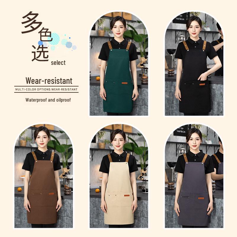Waterproof Pure Cotton Kitchen Apron for Men & Women - Oil-Proof, Catering, Custom Logo