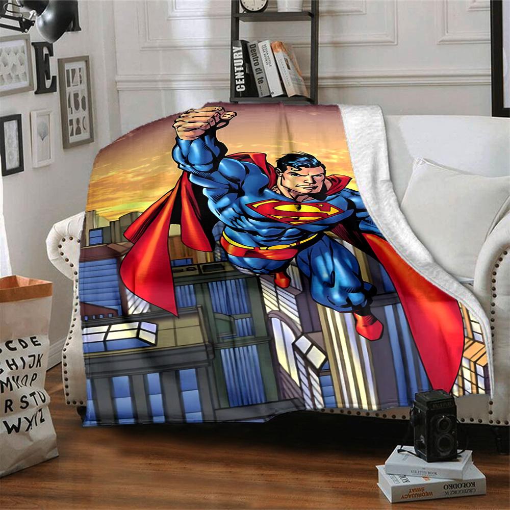 1ks Flanelová deka Superman Měkká, hřejivá a útulná na pohovku, postel, do kanceláře a na cesty Všestranný dárek pro každé roční období, Vánoční dárek