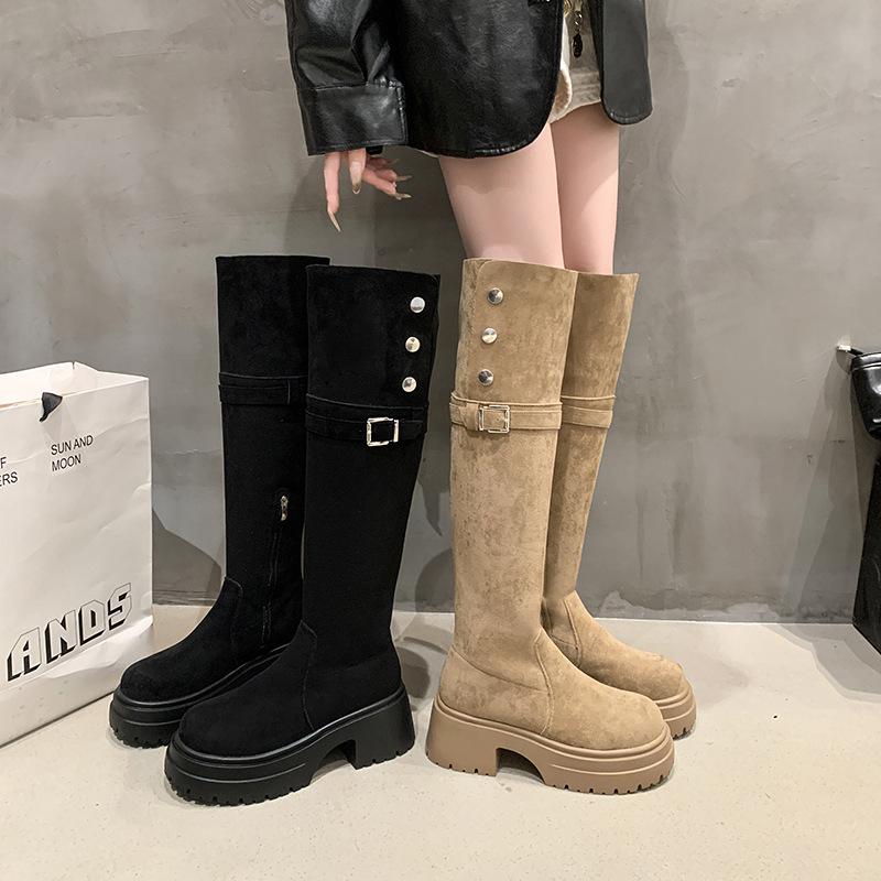 Maillard two wear folded thick-soled boots children's new thick-heeled knee knight boots in autumn and winter 2025