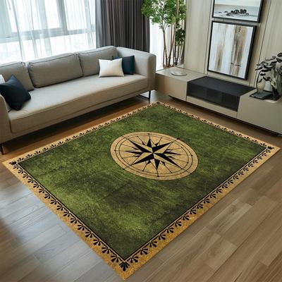 Vintage Compass Pen Area Rug Carpet Mat Rug Home Decoration Retro Pattern Non Slip Floor Rug for Living Room Bedroom Decor