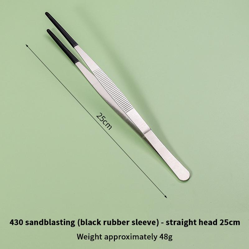 Pet Feeding Accessories: Straight and Curved Stainless Steel Tweezers with Rubber Tips for Aquarium Reptiles