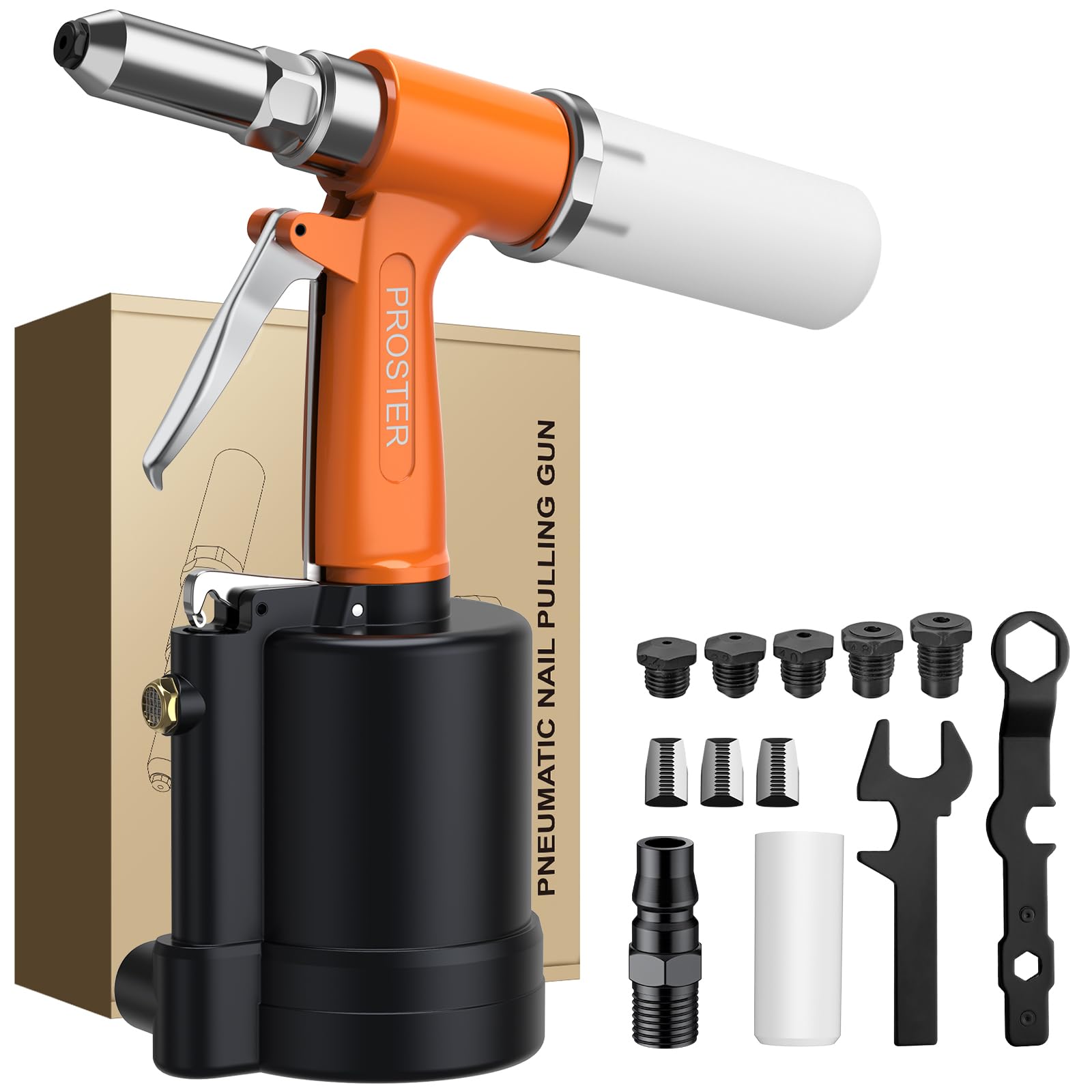 

Proster Air Pneumatic Rivet Compatible with 1780KGF Pull High High Suitable for Automotive Container and More Riveter, Gun, 2.4/3.2/4.0/4.8/6.4mm