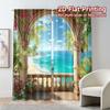 Flat Printing Curtains Without Rod Mediterranean View Chic Creative Versatile Polyester All Seasons Curtain Set Of 2 Made Washable