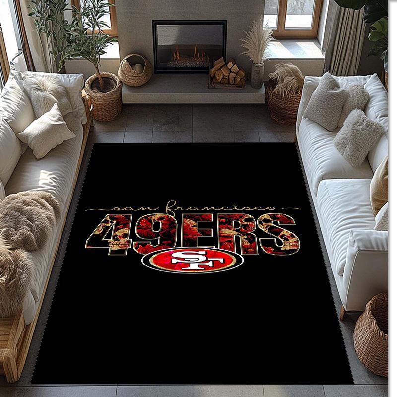 San Francisco 49ers Kristall-Samt-Teppich Weich Anti?Rutschfeste Fußmatte Bequemer Wohnzimmer Schlafzimmer Dekor Teppich
