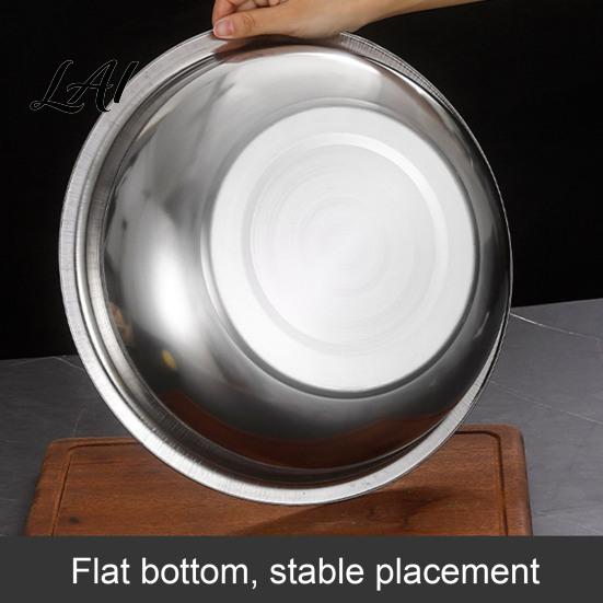 Large Capacity Dough Kneading Basin Stainless Steel Mixing Bowl Kitchen Prep Bowl for Flat Bottom Soup Pot Washing Vegetables Heavy Duty Home Multi