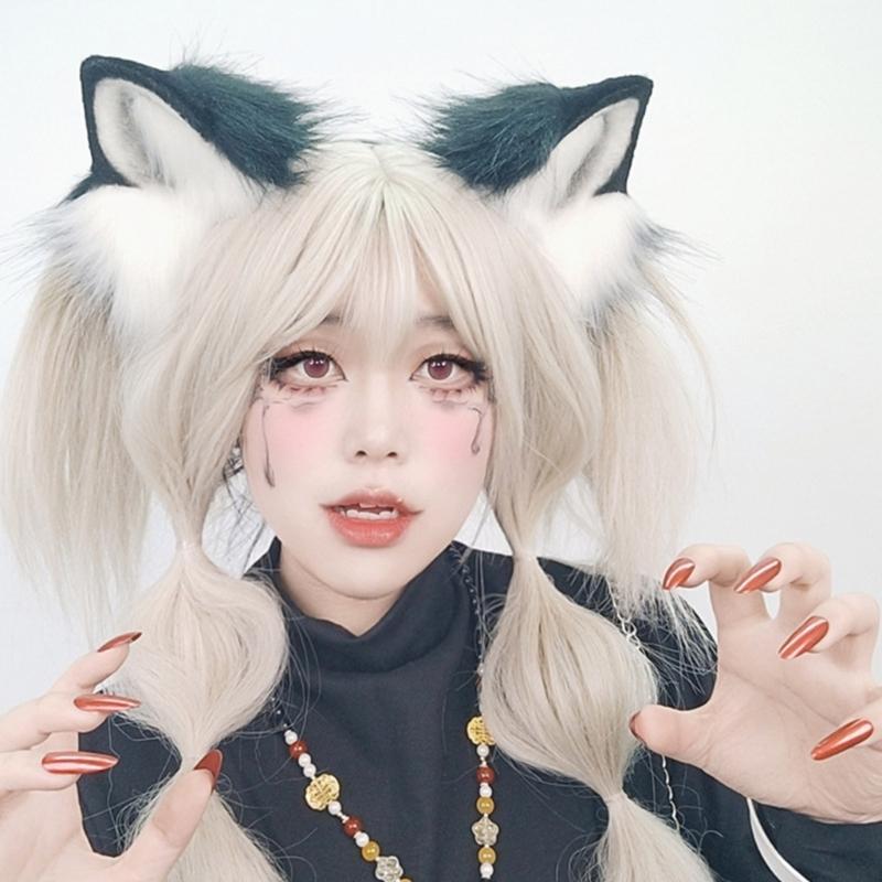 Handgefertigtes Kunstfell Katzenohren Stirnband Animie Kopfschmuck für Damen und Teenager Cosplay Kostüm Party Verkleidungs Accessoires
