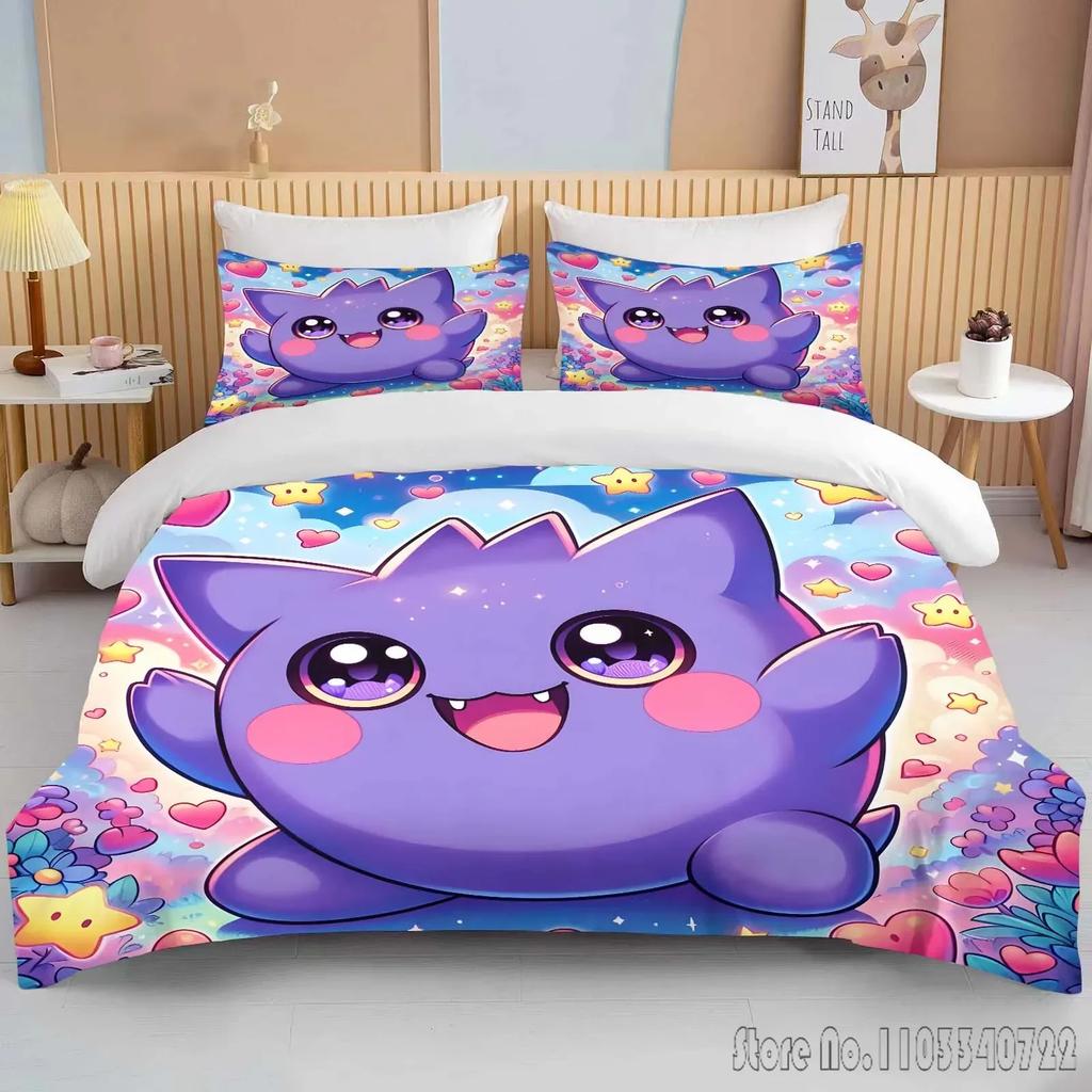 Anime Pokemon Gengar 3D Tištěný Dětský Povlečení Sada Dětské Povlaky na Peřinu Sada Ložní Prádlo Twin Jednolůžko King Děti Dospělí Dárek