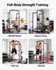 Power Cage Power Rack, Multifunctional Barbell Squat Rack with Adjustable Height, Home Gym Strength Training Workout Equipment with J-Hooks & More