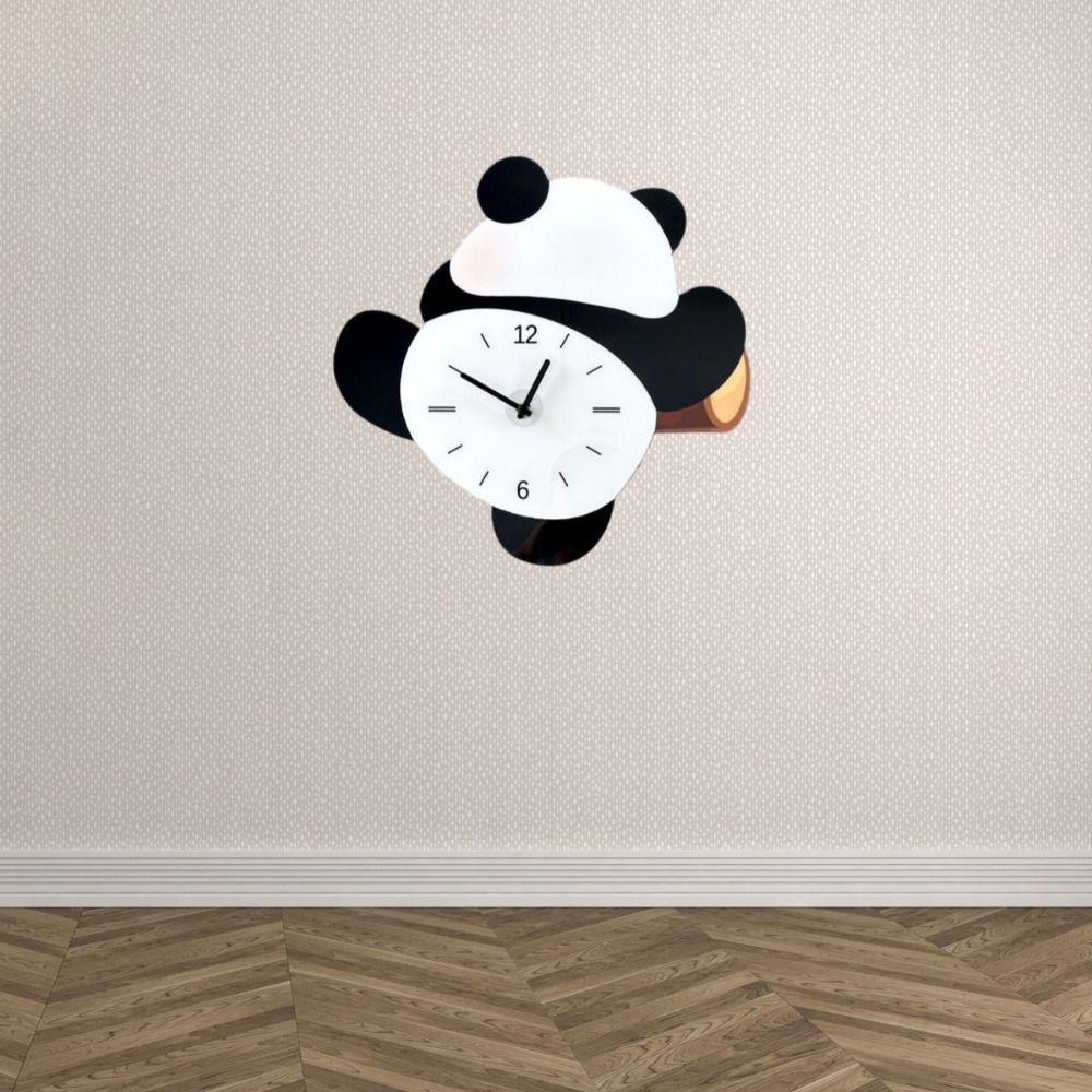 Silent Swinging Panda Wall Clock Cartoon Hanging Watch Festival Gifts Digital Clock  Living Rooms