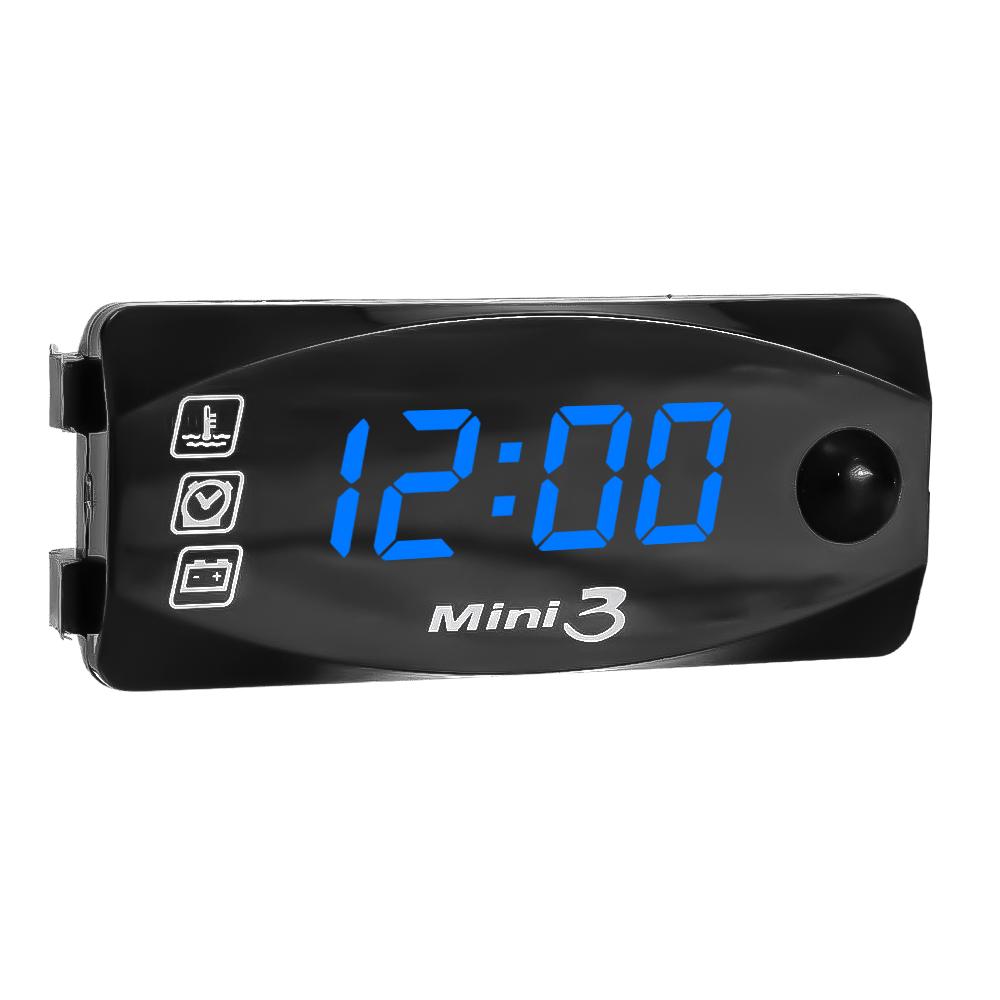 LED 3 In 1 Voltmeter Set Motorcycle Electronic Clock Digital Display VoltmeterWatch IP67 Waterproof Dustproof Motor Thermometer
