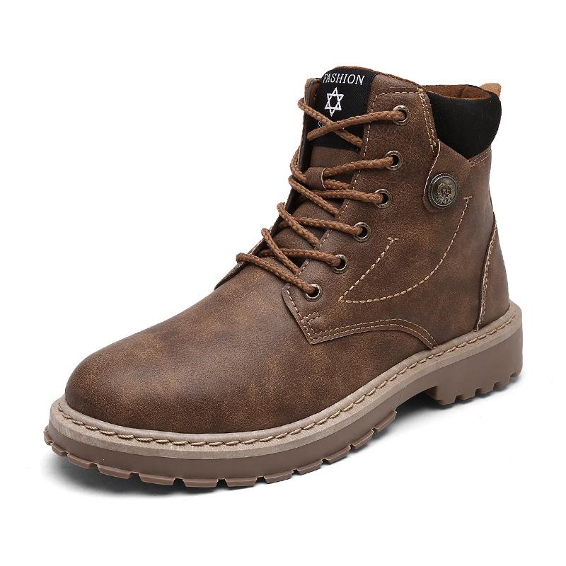 Mens Boots Autumn Winter Pu Leather Motorcycle Boots Fashion Outdoor Ankle Work Boots Hot Sale