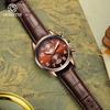 Quartz Chronograph Watch Luminous Waterproof Wrist Watch Leather Strap Date Function Pilot Style