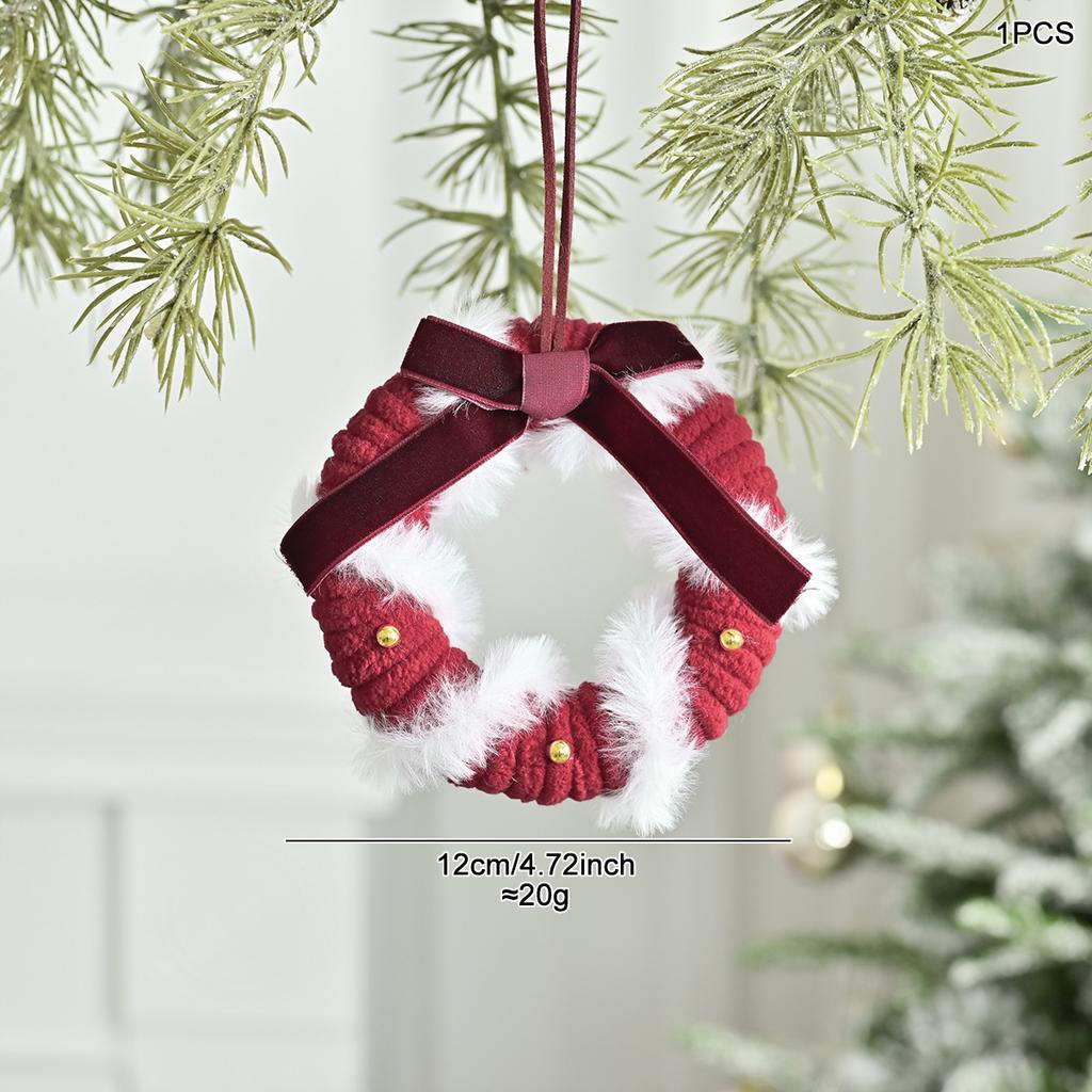 Plush Bell Bow Garland Hanging Decoration for Christmas Home Decoration Car Interior Gift Festive Atmosphere Props