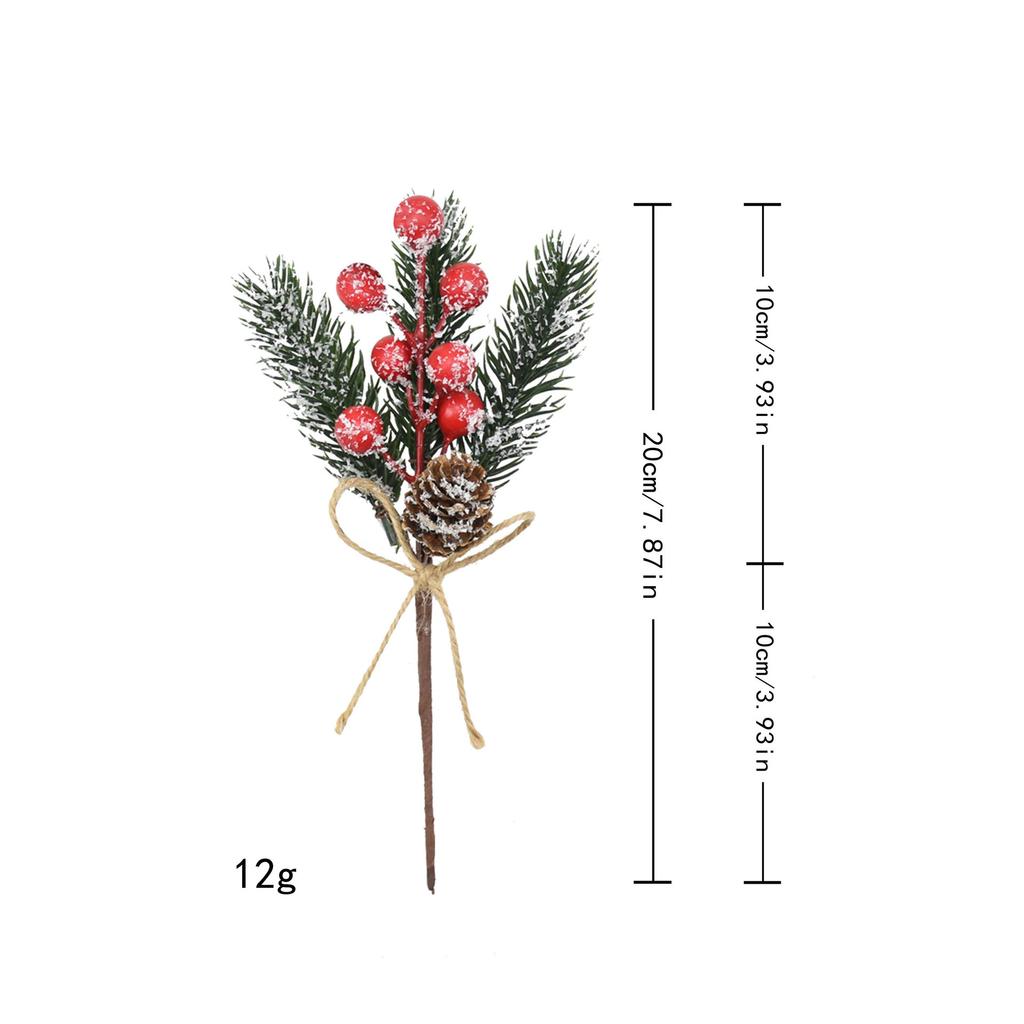 5pcs Christmas Accessories Red Berry Bouquet Christmas Decoration Snowflake Hemp Rope Pine Pinecone Berry Branches