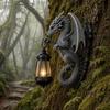 Solar Dragon Wall Light Vintage Resin Outdoor Dragon Sculpture Lamp Waterproof Gothic Garden