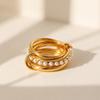 Interlocking Zirconia Two-Tone Diamond Ring, Multi-Element Plain Band