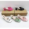 Fashion 2025 New Women's Square Toe Open Toe High Heel Sandals Chunky Heel Metal Buckle Strap Fashion Slides