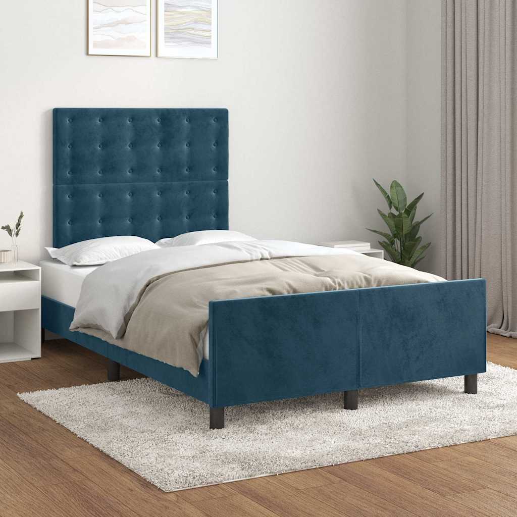 Bed Frame without Mattress Dark Blue 120 x 200 cm Velvet